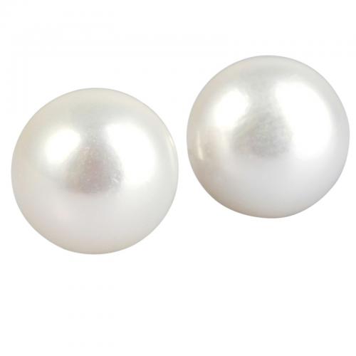 Boucles d'oreilles d'eau douce de Perle , perle d'eau douce cultivée, avec laiton, dôme, bijoux de mode & pour femme, blanc, 6-7mm, Environ îte, Vendu par boîte