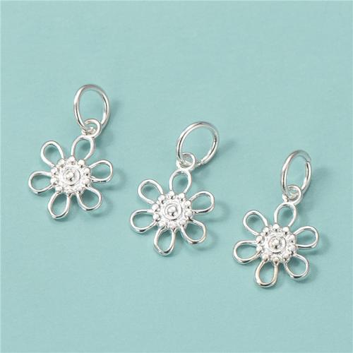 Sterling Silver Flower Pendants, 925 Sterling Silver, polished, DIY & hollow, silver color Approx 3.8mm 