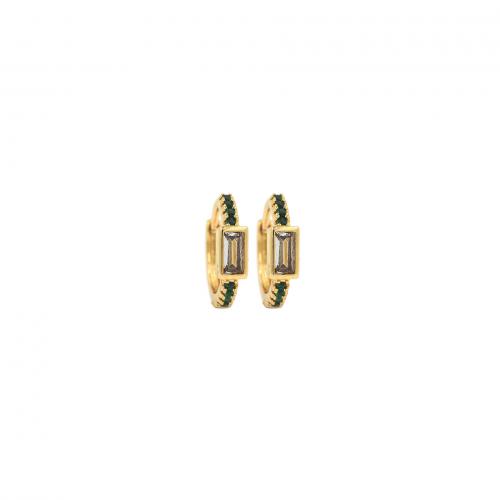 Cubic Zirconia Pendiente Brass Micro Pave, metal, 18K chapado en oro, Joyería & micro arcilla de zirconia cúbica & para mujer, más colores para la opción, 13x14x3.5mm, Vendido por Par