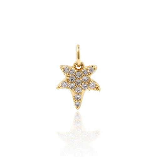 Cubic Zirconia Micro Pave Brass Pendant, Starfish, plated, fashion jewelry & DIY & micro pave cubic zirconia 