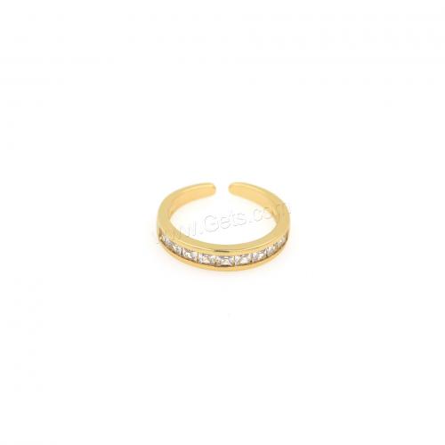 Zircon pavent l'anneau en laiton de doigt, Plaqué or 18K, bijoux de mode & pavé de micro zircon & pour femme, plus de couleurs à choisir, inner ~20mm, Vendu par PC