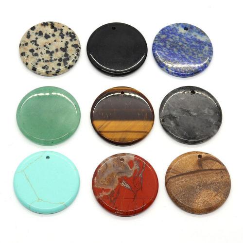 Gemstone ювелирные изделия Кулон, Природный камень, Плоская круглая форма, DIY & различные материалы для выбора, Много цветов для выбора, 30mm, продается PC[