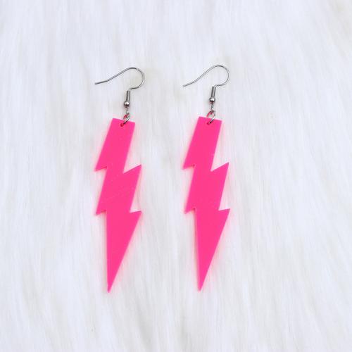 Acrylic Drop Earring, Lightning Symbol, painted, fashion jewelry & for woman 
