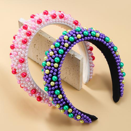 Haarreif, Baumwollsamt, mit Schwamm & Harz & Kunststoff Perlen, für Frau, keine, wide:4.5cm, verkauft von PC[
