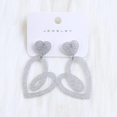 Acrylic Drop Earring, Heart, painted, fashion jewelry & for woman & hollow 