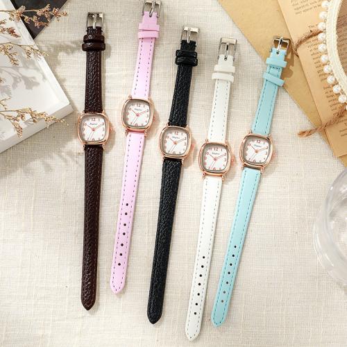 Women Wrist Watch, Zinc Alloy, with PU Leather & Glass, fashion jewelry & Chinese movement & for woman & waterproof Dial about 2.2cm diameter about 0.6cm. Approx 20 cm 