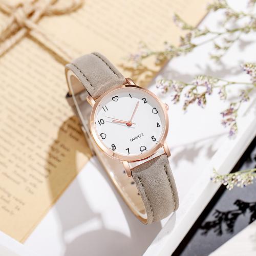 Women Wrist Watch, Zinc Alloy, with PU Leather & Glass, fashion jewelry & Chinese movement & for woman Dial 32.5mm diameter, 8mm thickness. Approx 225 mm 