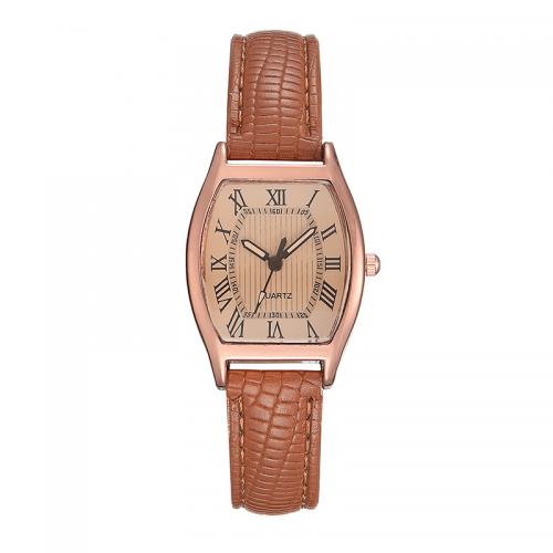 Women Wrist Watch, Zinc Alloy, with PU Leather & Glass, fashion jewelry & Chinese movement & for woman, dark brown, Dial diameter 43mm, thickness :10mm. 