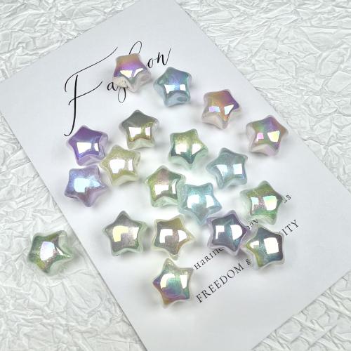 Plating Acrylic Beads, Star, colorful plated, random style & DIY mixed colors, 16mm, Approx 