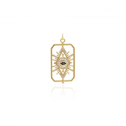 Cubic Zirconia Micro Pave Brass Pendant, 18K gold plated, fashion jewelry & DIY & micro pave cubic zirconia & hollow 