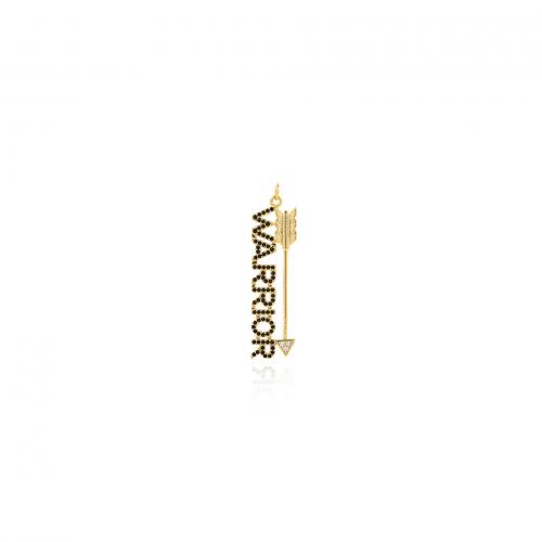 Befestigter Zirkonia Messing Anhänger, 18K vergoldet, Modeschmuck & DIY & Micro pave Zirkonia, schwarz, 12.5x50x2mm, verkauft von PC