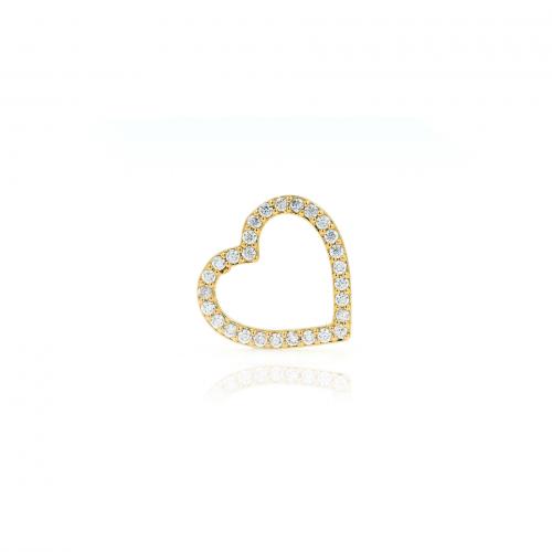 Cubic Zirconia Micro Pave Brass Pendant, Heart, 18K gold plated, fashion jewelry & DIY & micro pave cubic zirconia & hollow 