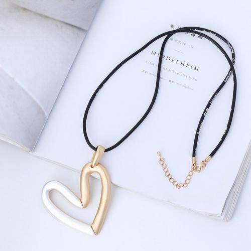 PU Leather Cord Necklace, Zinc Alloy, with leather cord, Heart, fashion jewelry & for woman Approx 80 cm 