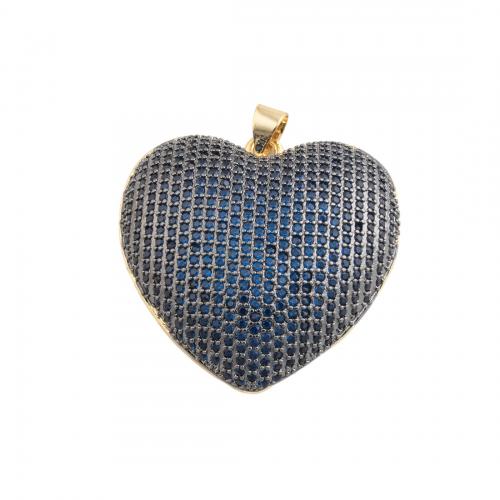 Cubic Zirconia Micro Pave Brass Pendant, Heart, fashion jewelry & Unisex & micro pave cubic zirconia 