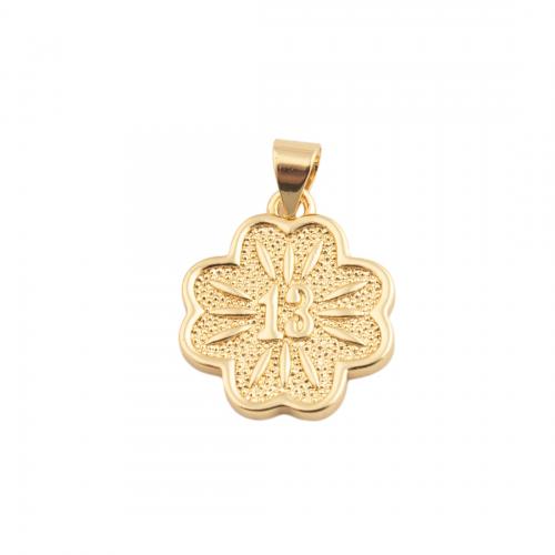 Brass Flower Pendants, fashion jewelry & Unisex, golden 