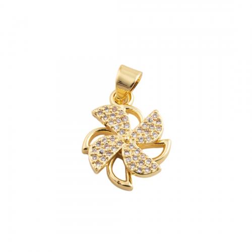 Cubic Zirconia Micro Pave Brass Pendant, fashion jewelry & DIY & micro pave cubic zirconia, golden 