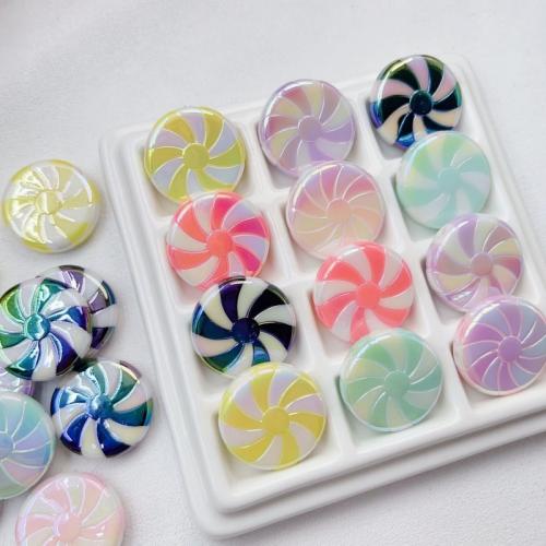 Plating Acrylic Beads, Flat Round, UV plating, DIY 23mm Approx 2.2mm, Approx 
