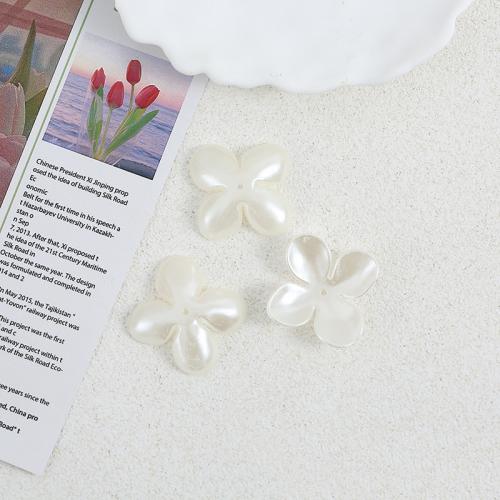 Plastic Bead Caps, Flower, painted, DIY, white Approx 