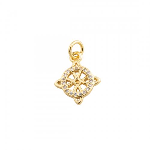 Cubic Zirconia Micro Pave Brass Pendant, fashion jewelry & micro pave cubic zirconia & for woman, golden 