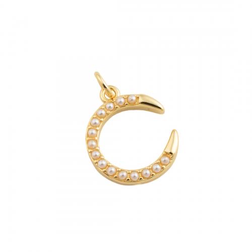 Brass Jewelry Pendants, with Plastic Pearl, fashion jewelry & Unisex, golden 