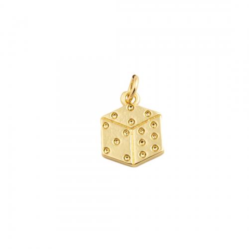Brass Jewelry Pendants, Dice, fashion jewelry & Unisex, golden 