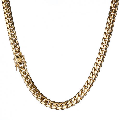 Stainless Steel Chain Necklace, 304 Stainless Steel, 18K gold plated  & for man, golden [