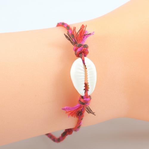 Natural White Shell Bracelet, Cotton Thread, with Shell, handmade, fashion jewelry & Unisex & adjustable Approx 4-22 cm 