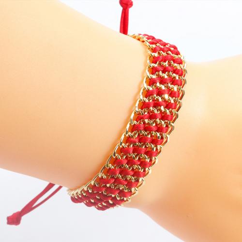Fashion Zinc Alloy Bracelets, Knot Cord, with Zinc Alloy, gold color plated, fashion jewelry & Unisex & adjustable Approx 10-28 cm 