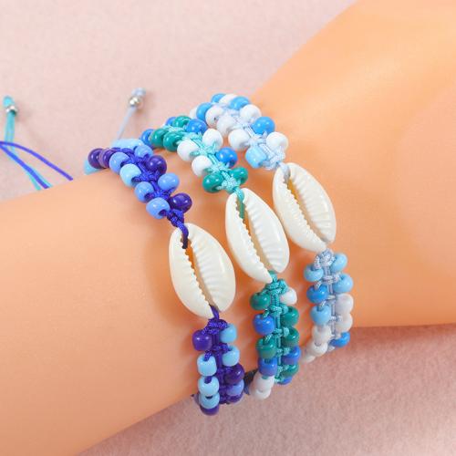 Resin Shell Bracelets, Knot Cord, with Shell & Resin, handmade, fashion jewelry & Unisex & adjustable Approx 16-30 cm [