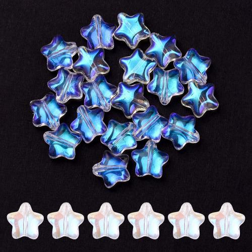 Glass Beads, Star, AB color plated, DIY 