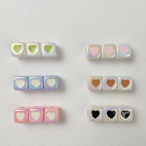 Plating Acrylic Beads, Square, colorful plated, DIY & enamel Approx 3mm, Approx 
