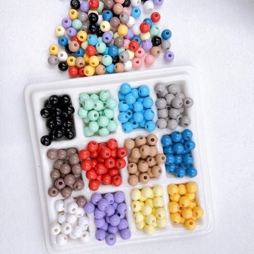 Solid Color Acrylic Beads, Round, stoving varnish, DIY 6mm, Approx 