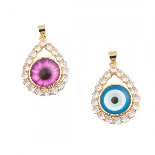 Fashion Evil Eye Pendant, Brass, fashion jewelry & Unisex & micro pave cubic zirconia, golden 