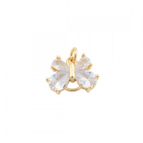 Cubic Zirconia Micro Pave Brass Pendant, Bowknot, fashion jewelry & micro pave cubic zirconia & for woman, golden 