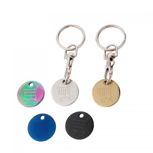 Stainless Steel Key Chain, 304 Stainless Steel, fashion jewelry & Unisex key-ring 25mm, disc 23mm, length 75mm 