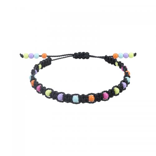 Zinc Alloy Resin Bracelets, Wax Cord, with Resin & Zinc Alloy, handmade, fashion jewelry & adjustable Approx 14-26 cm 