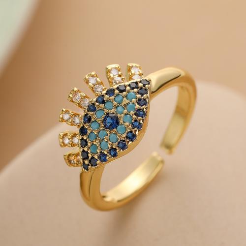 Cubic Zirconia Micro Pave Brass Finger Ring, plated, Adjustable & micro pave cubic zirconia & for woman inner ~20mm 