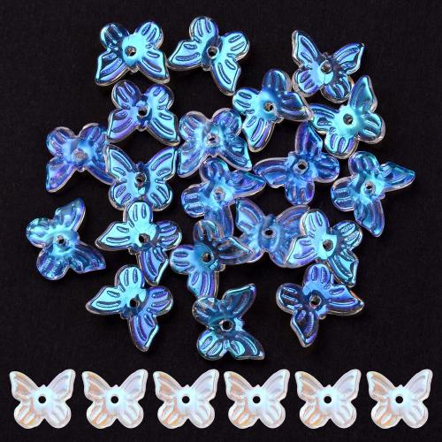 Glass Beads, Butterfly, AB color plated, DIY 
