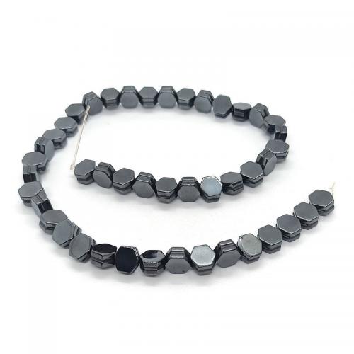 Non Magnetic Hematite Beads, Hexagon, polished, DIY, black, 9mm cm 