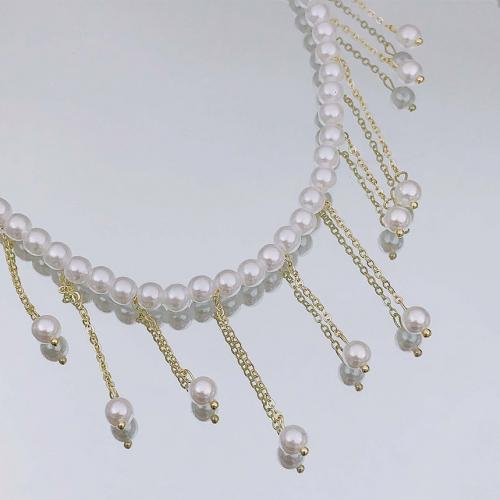 Plastic Pearl Necklace, Zinc Alloy, with Plastic Pearl, fashion jewelry & for woman Approx 42 cm 