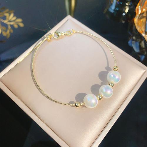 Plastic Pearl Bracelets, Zinc Alloy, with Plastic Pearl, plated, fashion jewelry & for woman, Inside .2cm 