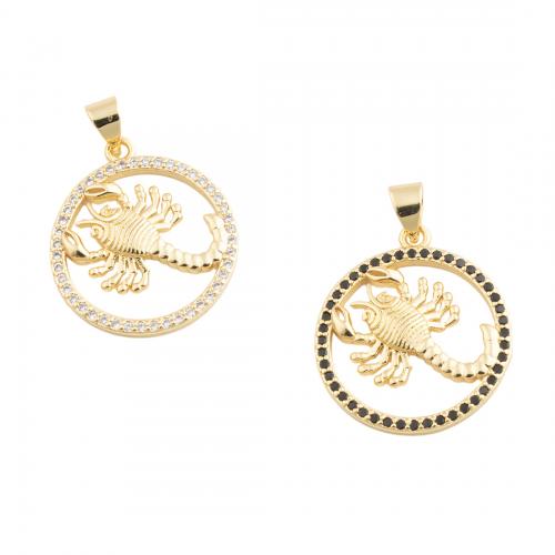 Cubic Zirconia Micro Pave Brass Pendant, fashion jewelry & Unisex & micro pave cubic zirconia, golden 