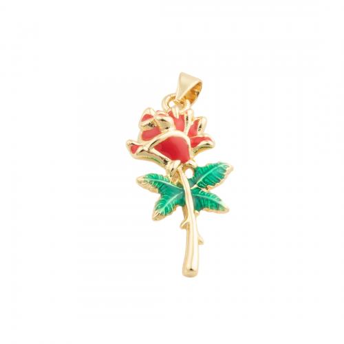 Brass Flower Pendants, fashion jewelry & Unisex & enamel 