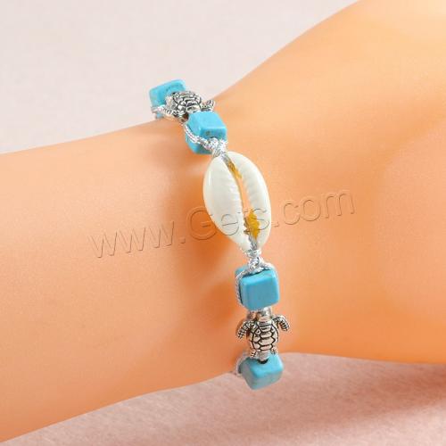 Zinc Alloy Turquoise Bracelets, Knot Cord, with turquoise & Shell & Zinc Alloy, Turtle, handmade, fashion jewelry & Unisex & adjustable 12mm Approx 17-28 cm 