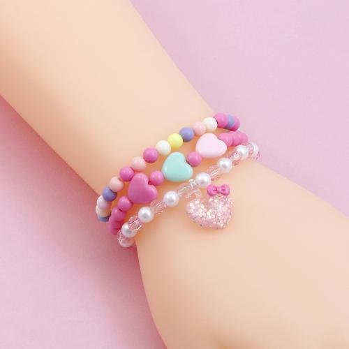 
Bracelets enfants, plastique, coeur, fait à la main, trois pièces & pour les enfants, multicolore, Vendu par fixé