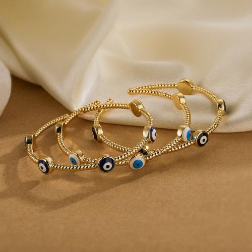 Evil Eye Jewelry Bracelet, Brass, gold color plated, evil eye pattern & for woman & enamel 