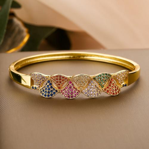 Brass Bangle, plated, micro pave cubic zirconia & for woman 