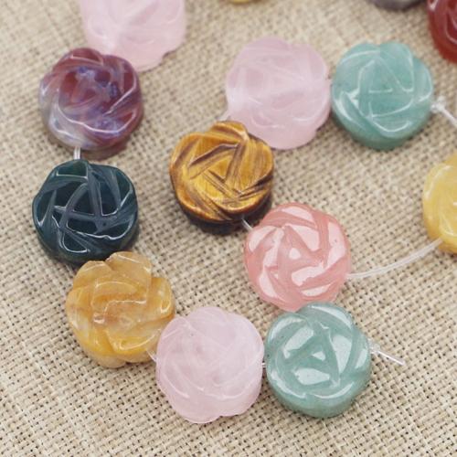 Gemischte Edelstein Perlen, Blume, DIY, gemischte Farben, 14x7mm, 15PCs/Strang, verkauft von Strang