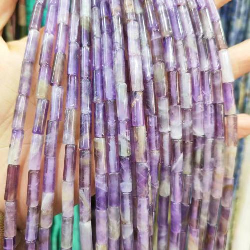 Natürliche Amethyst Perlen, Zylinder, DIY, violett, 4x13mm, verkauft von Strang