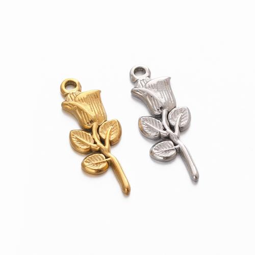 Stainless Steel Flower Pendant, 304 Stainless Steel, Rose, Vacuum Ion Plating, fashion jewelry & DIY 